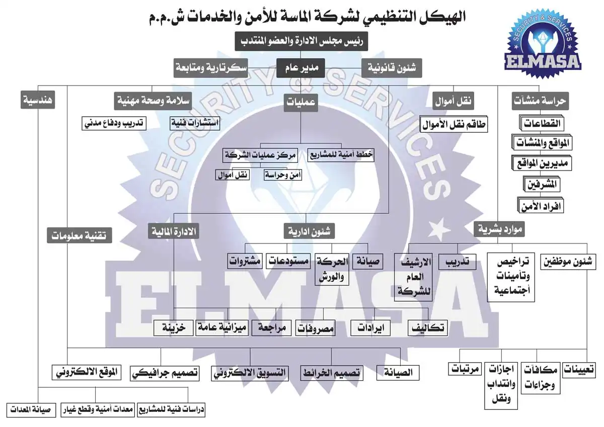 الهيكل التنظيمي لشركة الماسة للأمن والخدمات ش.م.م
